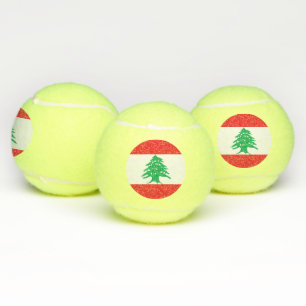 Patriotic Tennis Ball with Flag of Lebanon