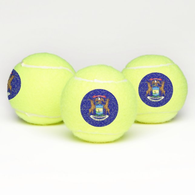 Patriotic Tennis Ball with Flag of Michigan (Multi)