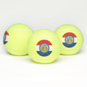 Patriotic Tennis Ball with Flag of Missouri