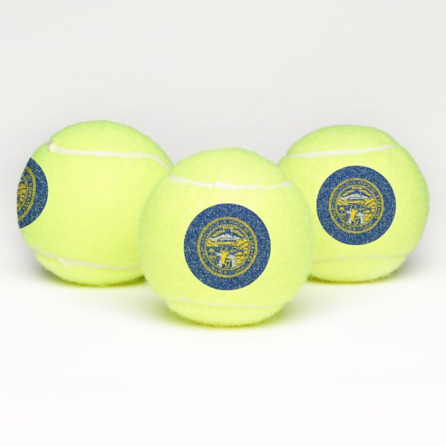 Patriotic Tennis Ball with Flag of Nebraska (Multi)