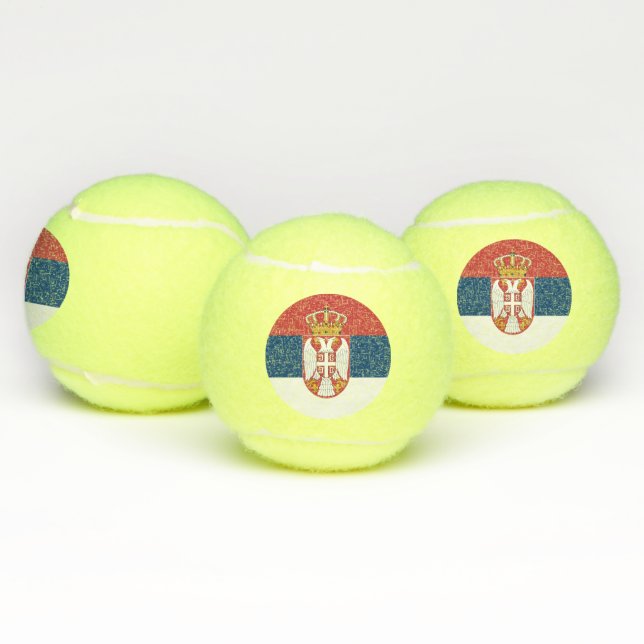 Patriotic Tennis Ball with Flag of Serbia (Multi)