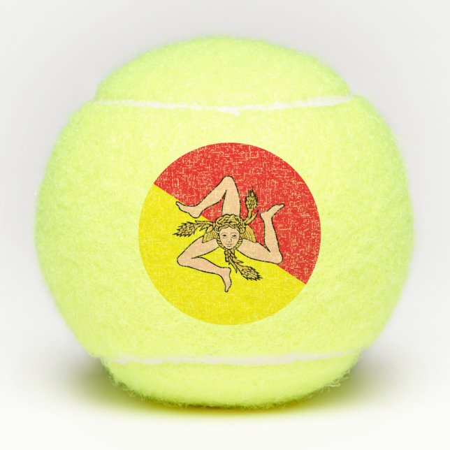Patriotic Tennis Ball with Flag of Sicily, Italy (Front)
