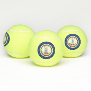 Patriotic Tennis Ball with Flag of Virginia, USA