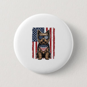 Patriotic Terrier Dog Vintage Flag Vector Design_1 6 Cm Round Badge
