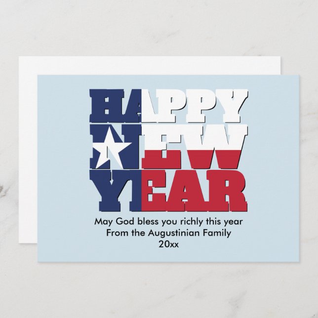 Patriotic Texan HAPPY NEW YEAR Holiday Card (Front/Back)