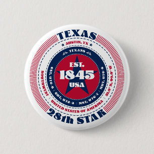 Patriotic Texas Circle with State Details 6 Cm Round Badge