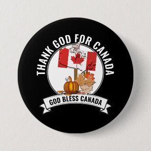 Patriotic THANK GOD FOR CANADA Thanksgiving 7.5 Cm Round Badge