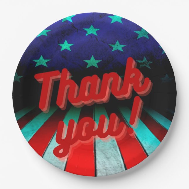 Patriotic Thank you!   Paper Plate (Front)