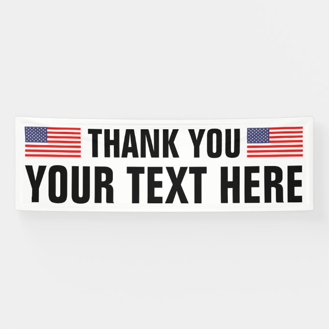 Patriotic Thank You sign banner with American flag (Horizontal)