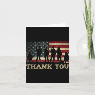 Patriotic Thank You Soldiers Veterans American Fla Card