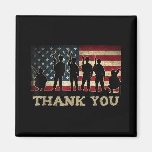 Patriotic Thank You Soldiers Veterans American Fla Magnet