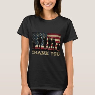 Patriotic Thank You Soldiers Veterans American Fla T-Shirt