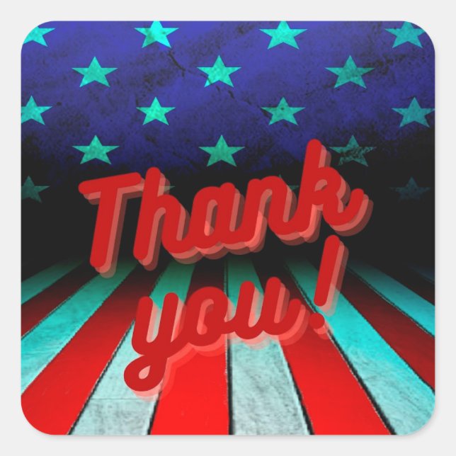 Patriotic Thank you!    Square Sticker (Front)