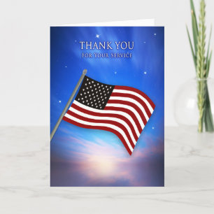 Patriotic, Thank You, USA Flag at Twilight Card