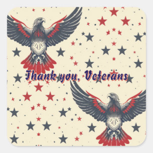 Patriotic Thank You Veterans Gift Sticker Label