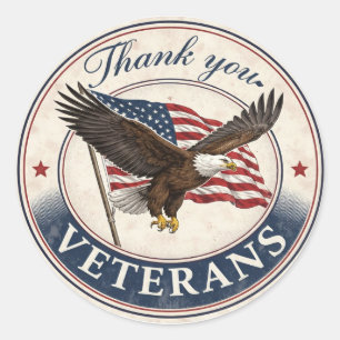 Patriotic Thank You Veterans Gift Sticker Label