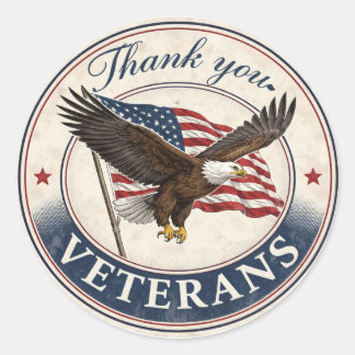 Patriotic Thank You Veterans Gift Sticker Label