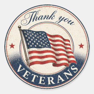 Patriotic Thank You Veterans Gift Sticker Label