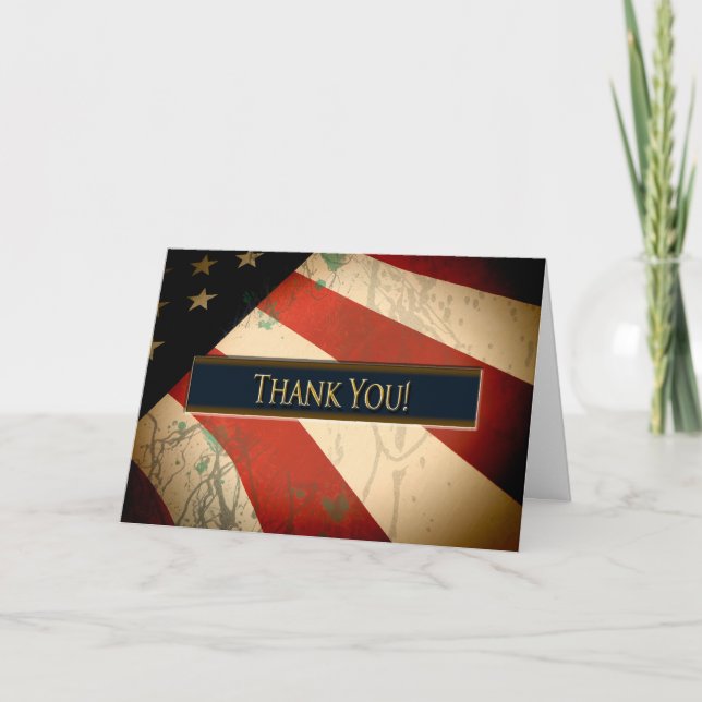 PATRIOTIC - THANK YOU - WEATHERED FLAG CARD (Front)