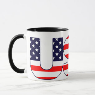 Patriotic the word USA in American Flag colours Mug