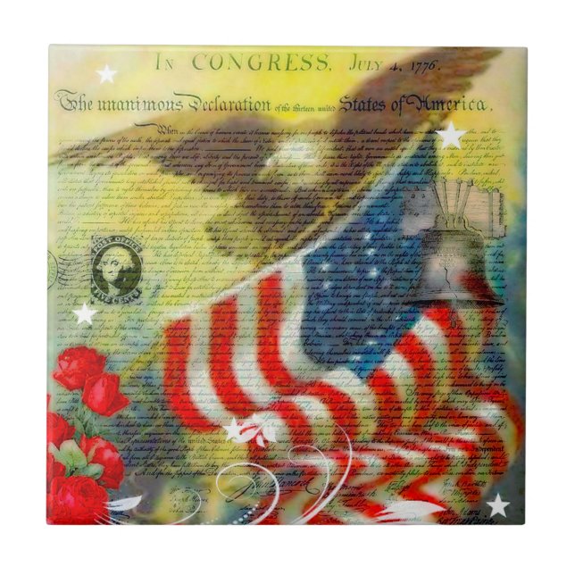 Patriotic theme ceramic tile (Front)