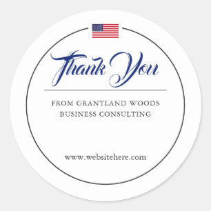 Patriotic Themed Business Thank You Classic Round Sticker