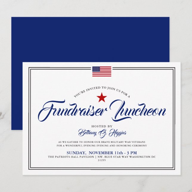 Patriotic Themed  Event American Flag Horizontal   Invitation (Front/Back)