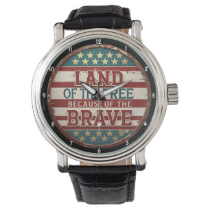 Patriotic Themed Inspiring Quote American Flag Watch