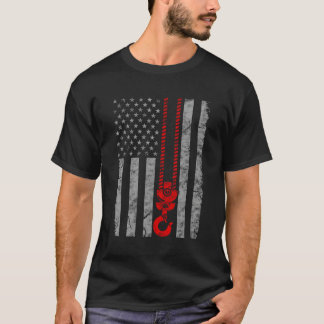 Patriotic Thin Red Line American Crane Operator Fl T-Shirt