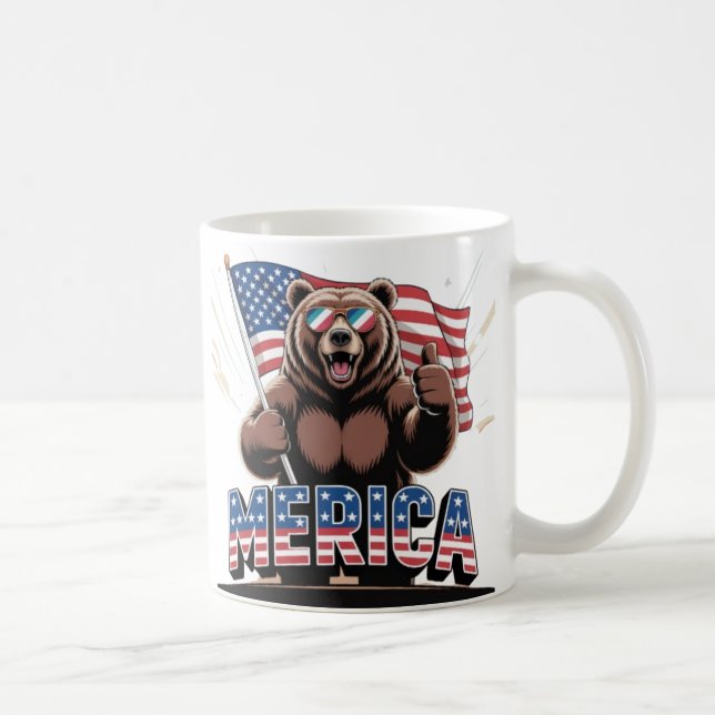 Patriotic Thumbs Up Bear Mug – Fun Americana  (Right)