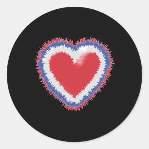 Patriotic Tie Dye Heart In American Flag Colours 4 Classic Round Sticker