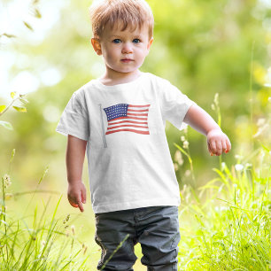 Patriotic Toddler Red White and Blue Trendy Flag Toddler T-Shirt