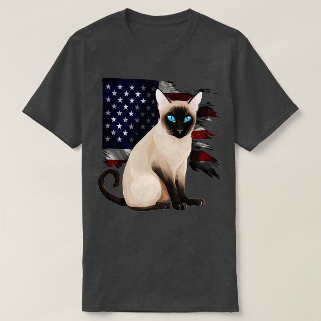 Patriotic Tonkinese Cat T-Shirt (Design Front)