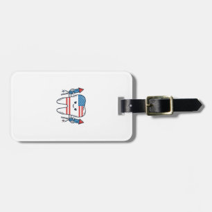 Patriotic Tooth Mascot Fireworks Vector Design_1 Luggage Tag