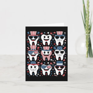 Patriotic Tooth Smile Funny 4th Of July Dentists A Card