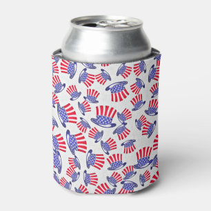 Patriotic Top Hats Independence Day Can Cooler