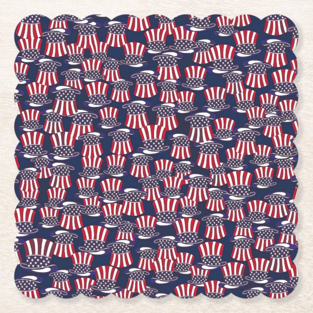 Patriotic Top Hats Paper Coaster (Front)