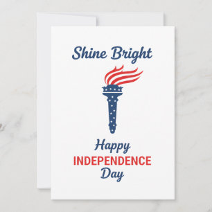 Patriotic Torch Shine Bright Happy Independence Holiday Card