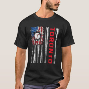 Patriotic Toronto Softball US American Flag Baseba T-Shirt