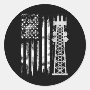 Patriotic Tower Climber Transmissionservie Climbin Classic Round Sticker
