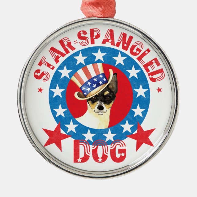 Patriotic Toy Fox Terrier Metal Tree Decoration (Front)