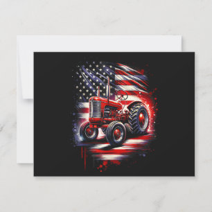 Patriotic Tractor 4th of July American Flag Farmer Thank You Card
