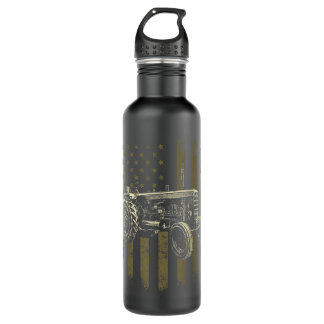 Patriotic Tractor American Flag Tractor Farm Gift 710 Ml Water Bottle