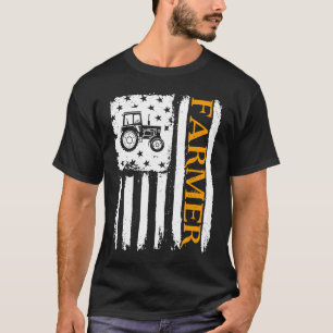 Patriotic Tractor Cultivation US Flag Farmer T-Shirt