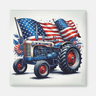 Patriotic Tractor Magnet