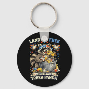 Patriotic Trash Panda Land Of The Free July 4th Key Ring