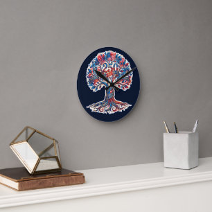 Patriotic Tree for America's 250th anniversary Round Clock