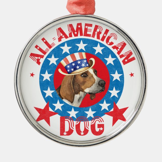 Patriotic Treeing Walker Metal Tree Decoration (Front)