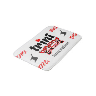 Patriotic Trini Beyond de Bone with Name on WHITE Bath Mat