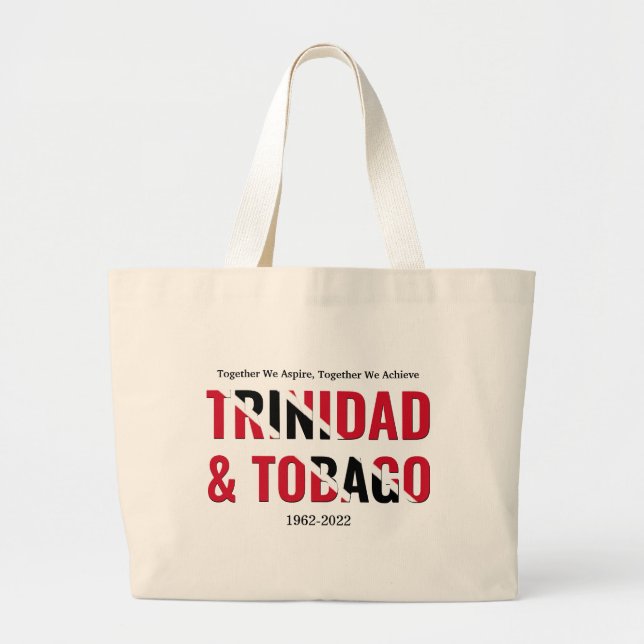 Patriotic TRINIDAD 60th Anniversary Large Tote Bag (Front)
